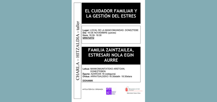 Imagen CHARLA: EL CUIDADOR FAMILIAR Y LA GESTIÓN DEL ESTRES