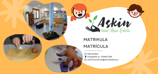 Imagen FORMALIZACIÓN MATRÍCULA ESCUELA INFANTIL ASKIN CURSO 2026-2027